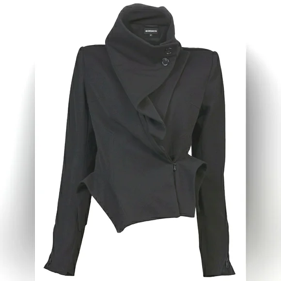 Ann Demeulemeester | Asymmetric Blazer with Oversized-lapel and Zip Details - Picture 2 of 15